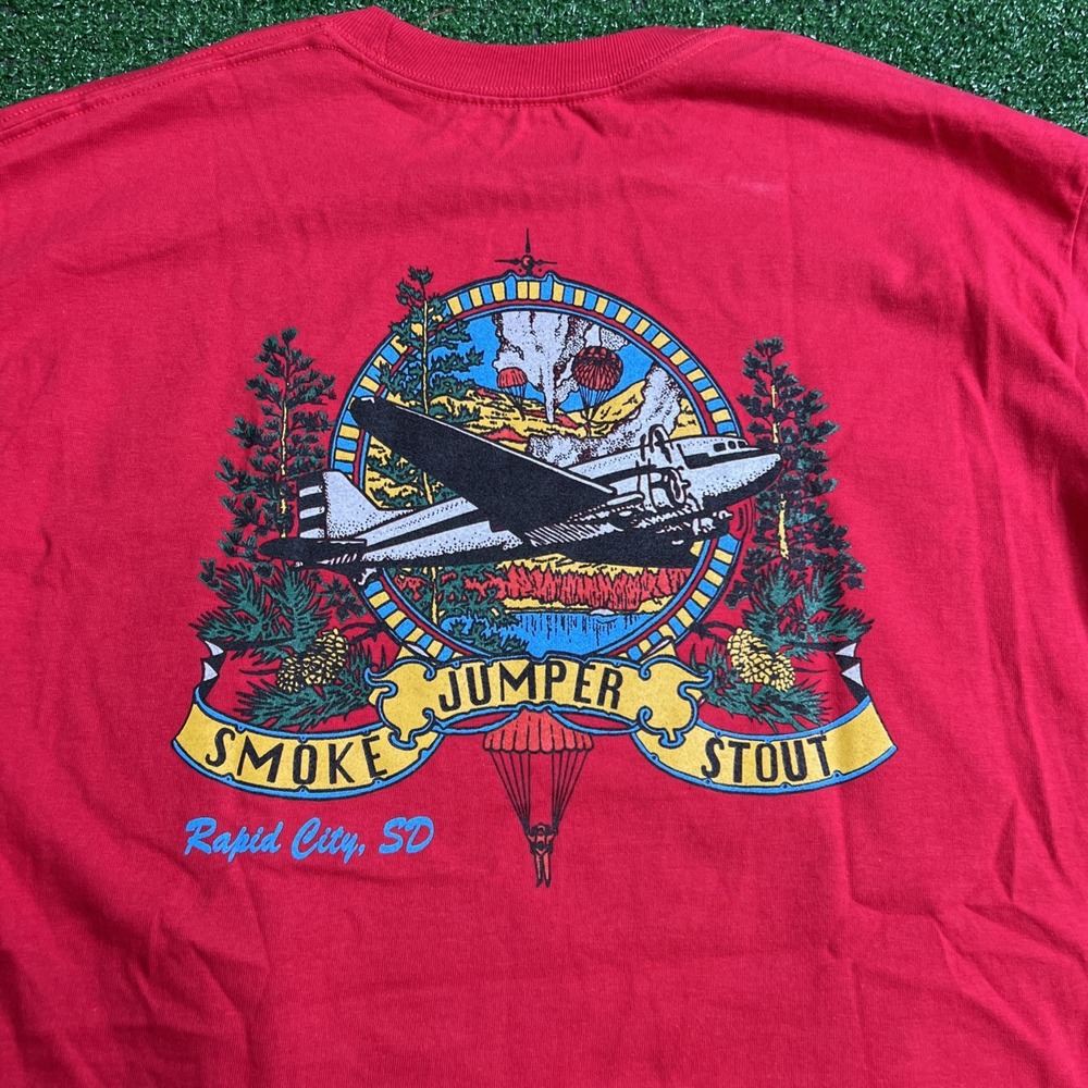 Firehouse Brewing Rapid City South Dakota Red T-shirt Double Sided Mens Size L